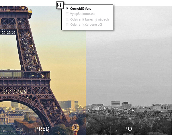 černobílý obraz online zaškrtnutá úprava