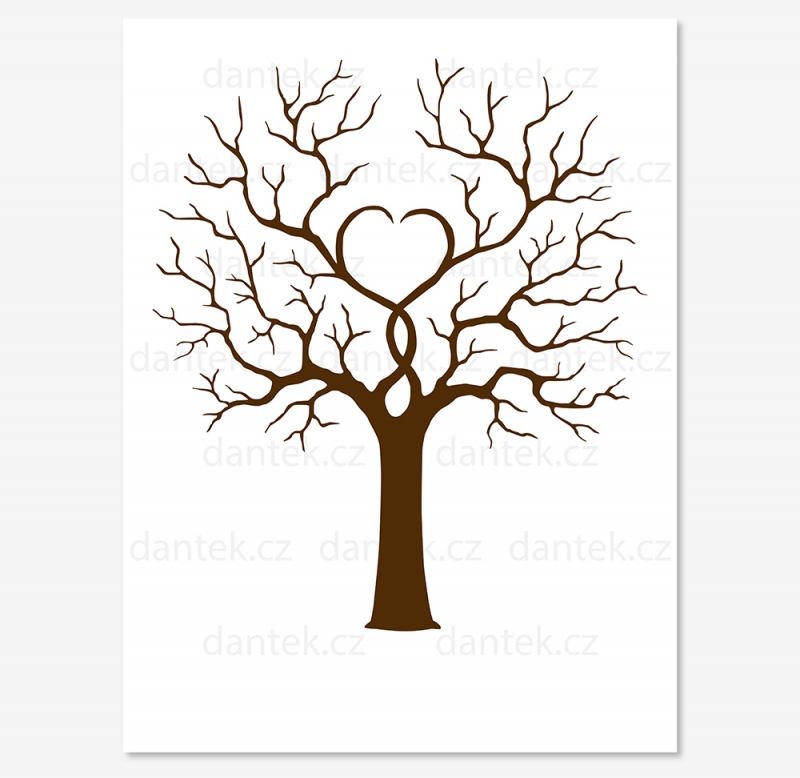 4 hnědý svatební strom pro náhled bez ptáčků