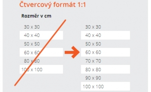 fotoplátno čtverec nové rozměry