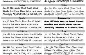 typy písma pro obraz svatebního stromu nebo pro strom života